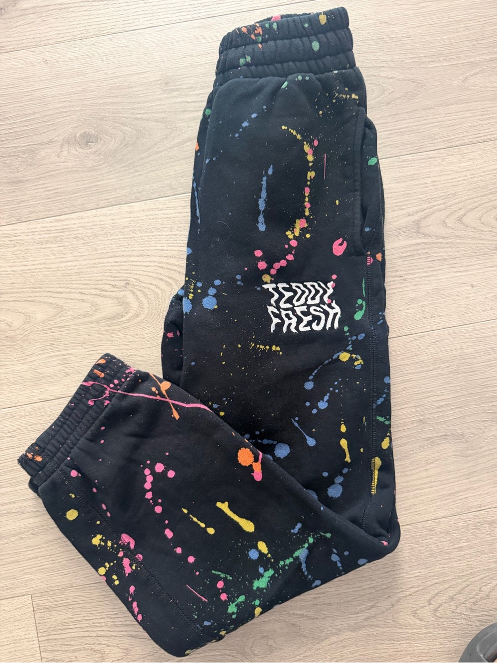 Teddy Fresh/Limited Edition Black Joggers with Multicolor Paint-Splatter